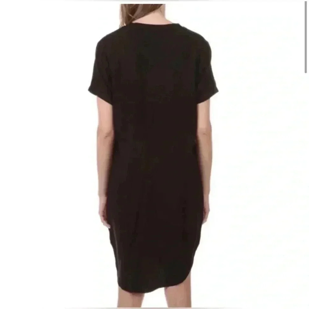 Anthropologie Cloth & Stone Vneck T-shirt Dress Hi Low Size M Black Goth Emo - Picture 3 of 11